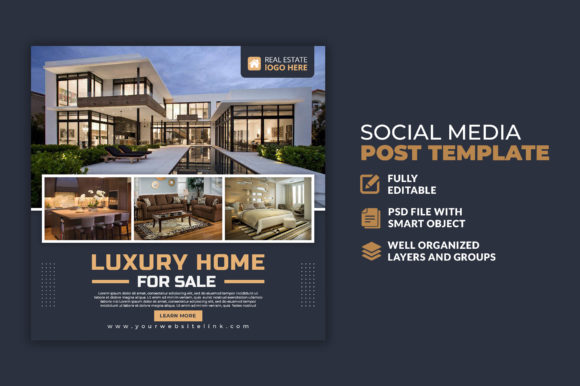 Real Estate House Social Media Post: Design Templates for Agents